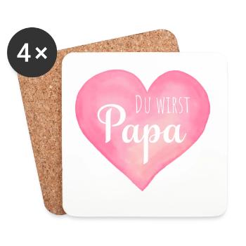 Du wirst Papa Herz - Untersetzer (4er-Set) - Weiß - Vorne