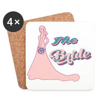 the bride retro pink typographie and silhouette - Coasters (set of 4) - white - Front