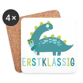 Erstklassig - Schulkind - Dino - Untersetzer (4er-Set) - Weiß - Vorne