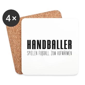 Handballer spielen Fußball zum Aufwärmen - Untersetzer (4er-Set) - Weiß - Vorne