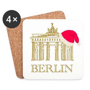 Berlin Noël Porte de Brandebourg - Dessous de verre (lot de 4) - blanc - Devant