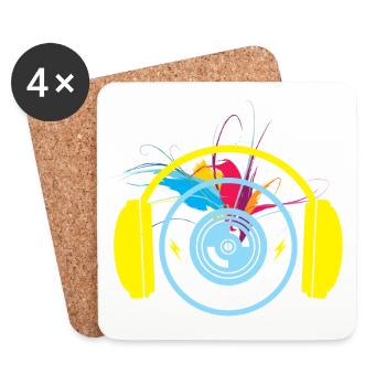 Colorful headphones - Coasters (set of 4) - white - Front