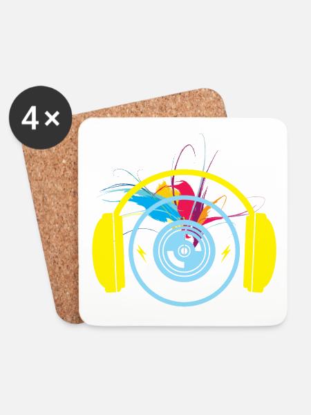 Colorful headphones - Coasters (set of 4) - white