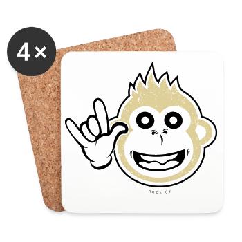 Rock on monkey - Coasters (set of 4) - white - Front