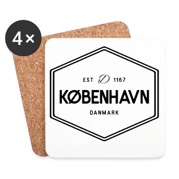 Kopenhagen Vintage Stadtbadge - Untersetzer (4er-Set) - Weiß - Vorne