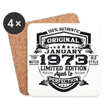 Jahrgang 1973 Januar 50. Geburtstag Geschenk Mann - Untersetzer (4er-Set) - Weiß - Vorne