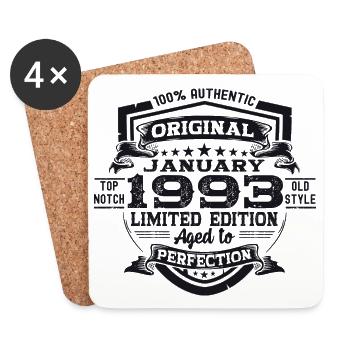 Born 1993 January 30th birthday Gift man - Coasters (set of 4) - white - Front