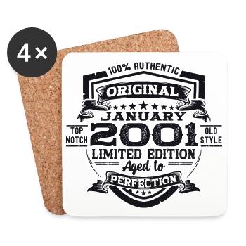 Year 2001 January 22nd birthday Gift man - Coasters (set of 4) - white - Front