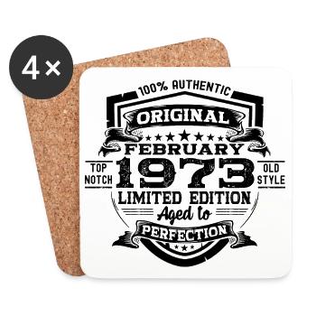 February Born 1973 Retro Birthday Gift - Coasters (set of 4) - white - Front