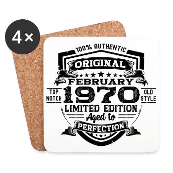February vintage 1970 retro birthday gift - Coasters (set of 4) - white - Front