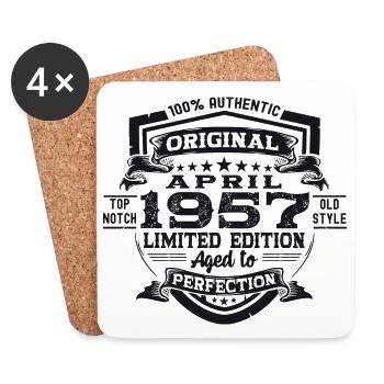 66e anniversaire homme April Né en 1957 Original - Dessous de verre (lot de 4) - blanc - Devant