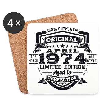 49th birthday man April Born 1974 Original - Coasters (set of 4) - white - Front