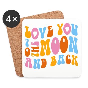 Ich liebe dich bis zum Mond und zurück. # - Untersetzer (4er-Set) - Weiß - Vorne