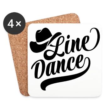 Linedance Linedancing Country Fan - Sticker - Coasters (set of 4) - white - Front