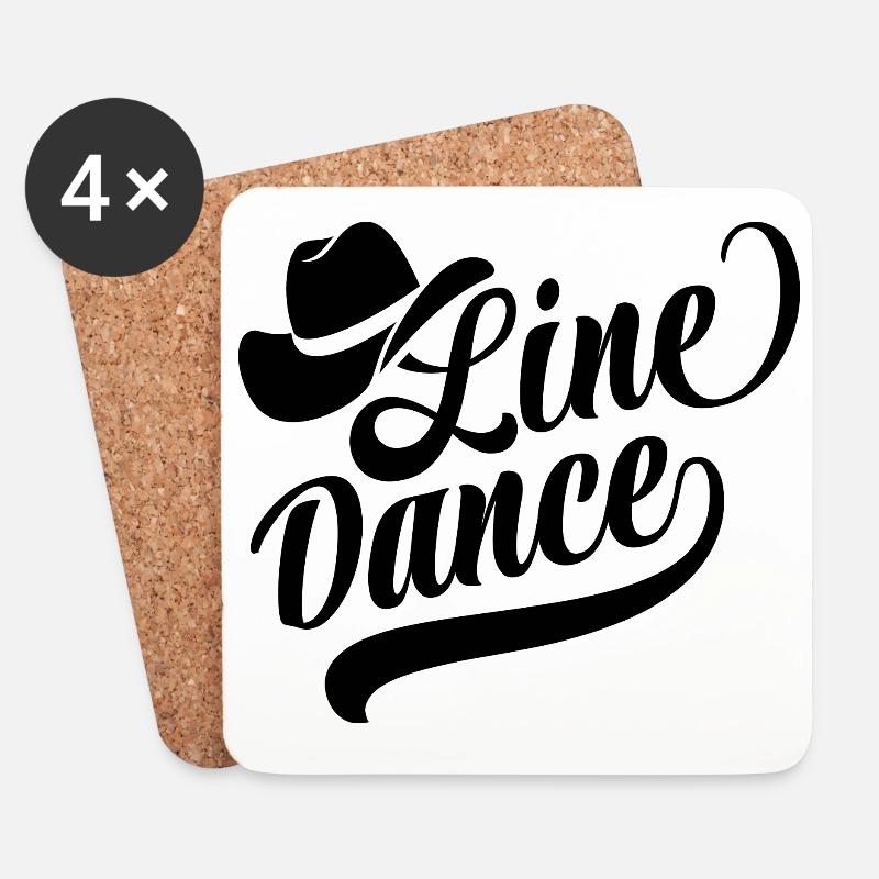 Linedance Linedancing Country Fan - Sticker - Untersetzer (4er-Set) - Weiß