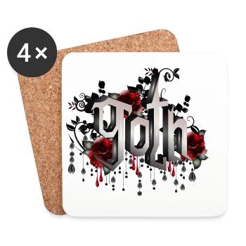 Beau lettrage gothique fascinant - Dessous de verre (lot de 4) - blanc - Devant