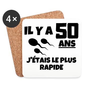 anniversaire, 50 ans, j'ai 50 ans - Dessous de verre (lot de 4) - blanc - Devant