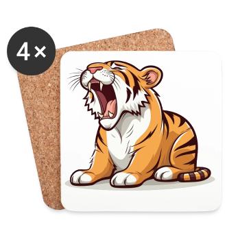 Müder Tiger - Untersetzer (4er-Set) - Weiß - Vorne