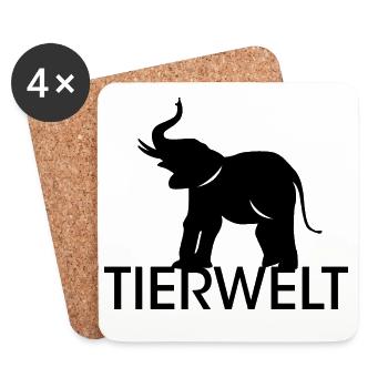 Tierwelt Elefant Elefanten Tiere Symbol Logo icon - Untersetzer (4er-Set) - Weiß - Vorne