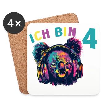 Koalabär 4 Jahre Koalabären Koala 4 Geburtstag - Untersetzer (4er-Set) - Weiß - Vorne