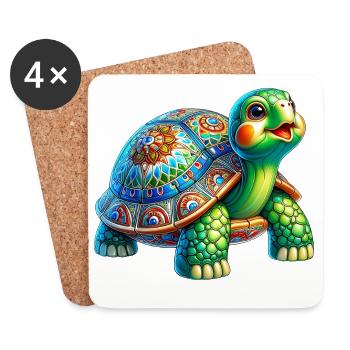 Schildkröte - Untersetzer (4er-Set) - Weiß - Vorne