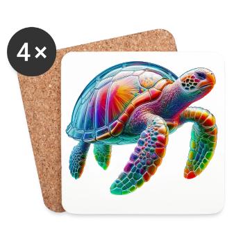 Schildkröte - Untersetzer (4er-Set) - Weiß - Vorne