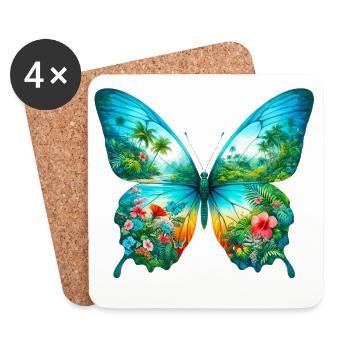 Papillon - Dessous de verre (lot de 4) - blanc - Devant