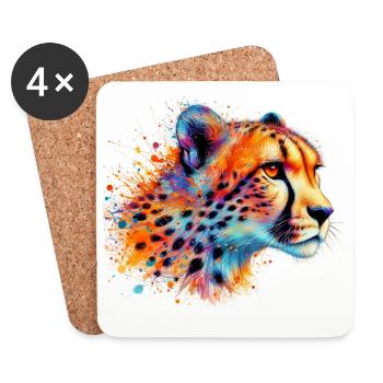 Guépard - Dessous de verre (lot de 4) - blanc - Devant