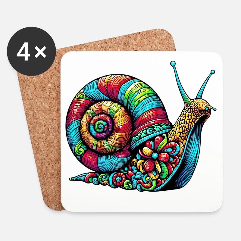 Schnecke - Untersetzer (4er-Set) - Weiß