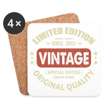 Vintage 2013 Retro 2013 Birthday Gift - Coasters (set of 4) - white - Front