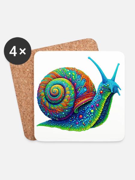 Schnecke - Untersetzer (4er-Set) - Weiß