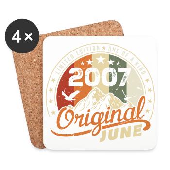 June 2007 | Birthday June 2007 Born in June 2007 - Coasters (set of 4) - white - Front
