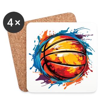 Streetball-Kunst mit einem Basketball - Untersetzer (4er-Set) - Weiß - Vorne