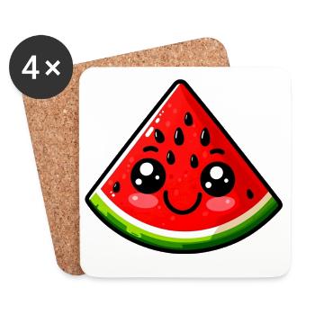 Wassermelone Wassermelonen - Untersetzer (4er-Set) - Weiß - Vorne