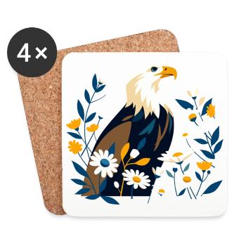 Eagle with flowers - Coasters (set of 4) - white - Front