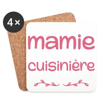 Deux Titres Mamie Cuisinière | Grand-mère, Cuisine - Dessous de verre (lot de 4) - blanc - Devant