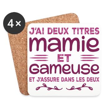 Zwei Titel Granny Gameuse | Geek | Großmutter - Untersetzer (4er-Set) - Weiß - Vorne