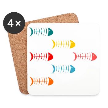 POISSON. POISSON D'AVRIL. VACANCES. ETE. HUMOUR. - Dessous de verre (lot de 4) - blanc - Devant