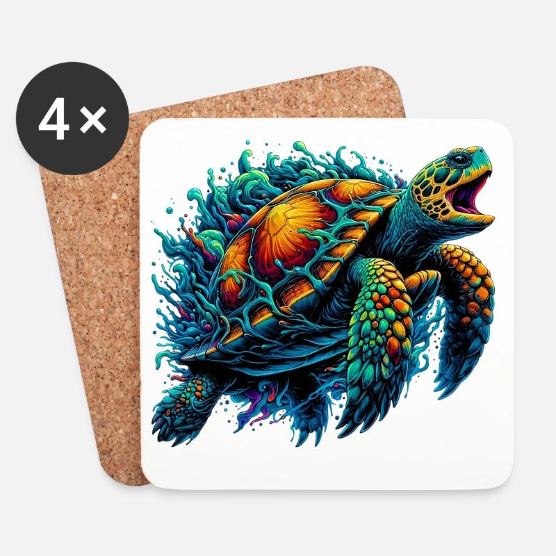 Schildkröte - Untersetzer (4er-Set) - Weiß