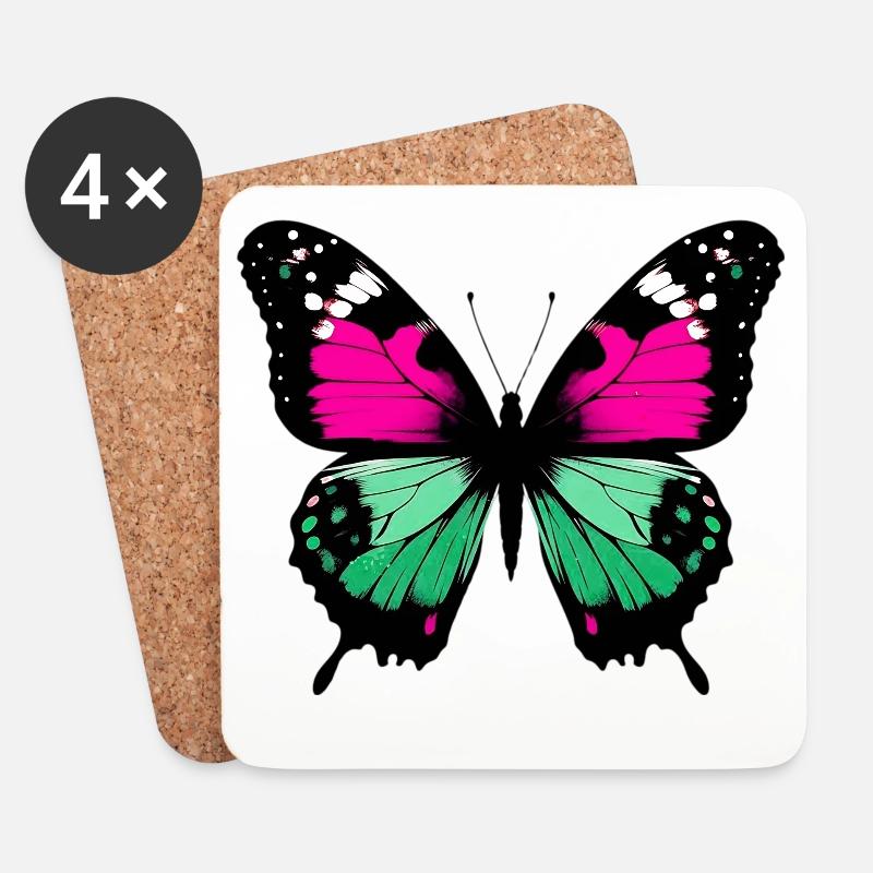 Schmetterling - Untersetzer (4er-Set) - Weiß