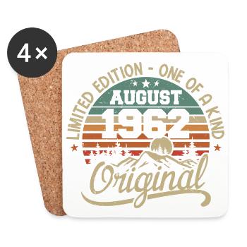 August 1962 Geburtstagsgeschenk - geboren im August 1962 - Untersetzer (4er-Set) - Weiß - Vorne