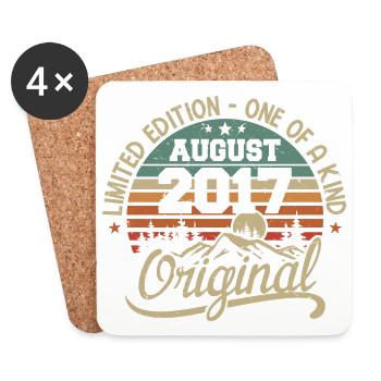 Août 2017 Cadeau D'anniversaire - Né en Août 2017 - Dessous de verre (lot de 4) - blanc - Devant