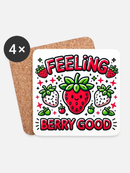 Feeling Berry Good - Untersetzer (4er-Set) - Weiß