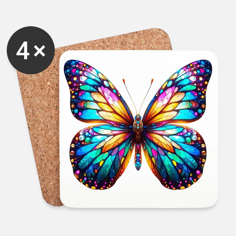 Schmetterling - Untersetzer (4er-Set) - Weiß