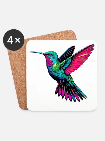Kolibri - Untersetzer (4er-Set) - Weiß