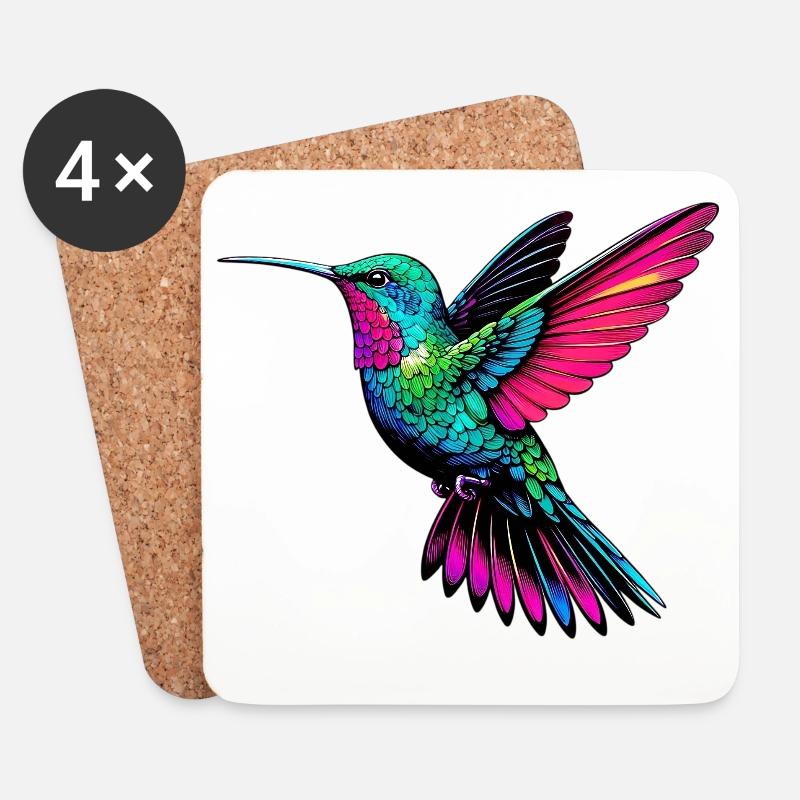 Kolibri - Untersetzer (4er-Set) - Weiß