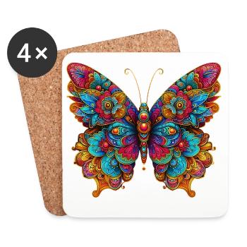 Schmetterling - Untersetzer (4er-Set) - Weiß - Vorne