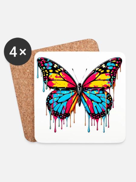 Schmetterling - Untersetzer (4er-Set) - Weiß