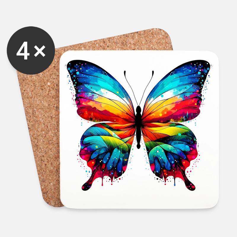 Schmetterling - Untersetzer (4er-Set) - Weiß