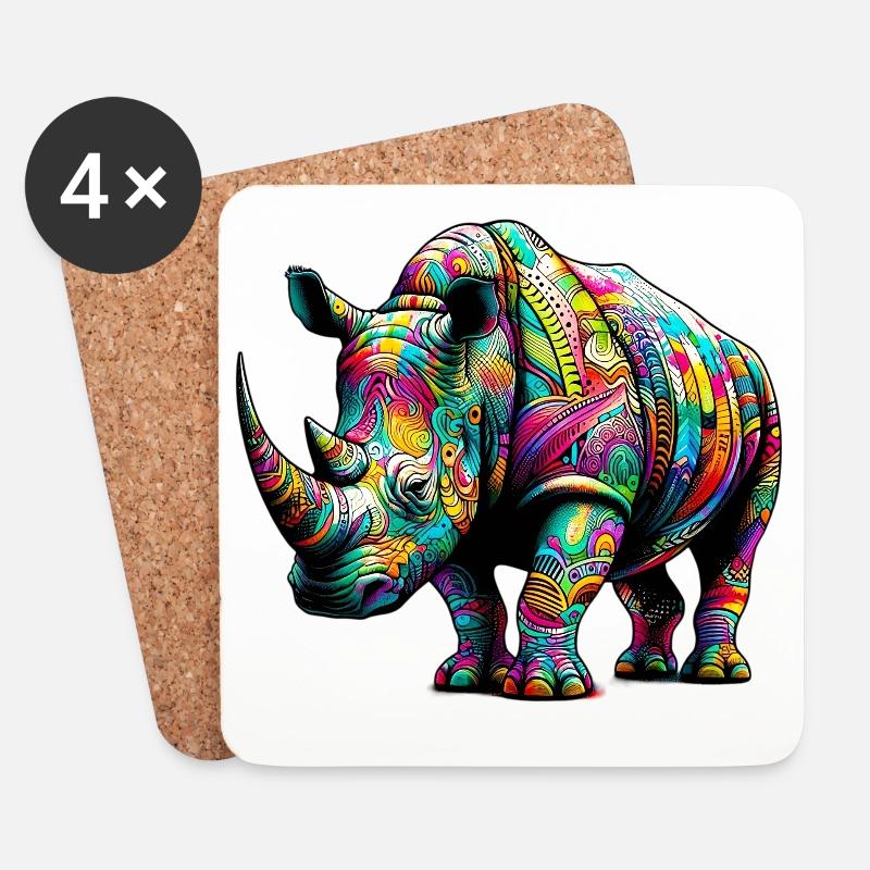 Nashorn - Untersetzer (4er-Set) - Weiß